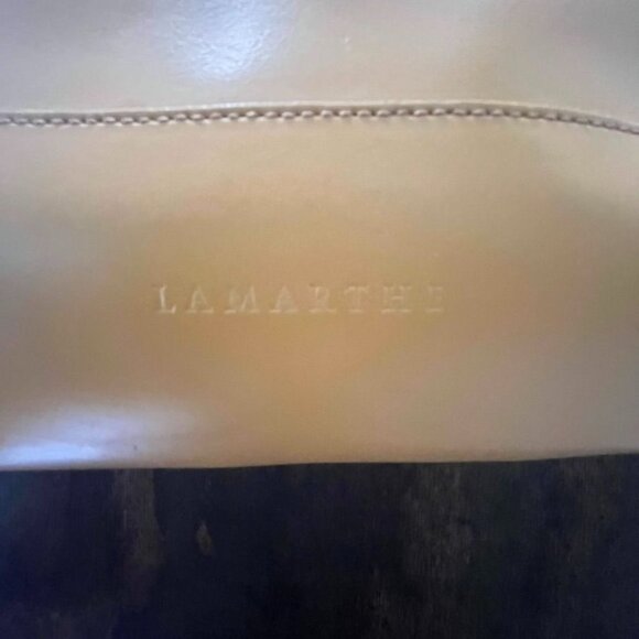 Lamarthe Paris Tan Leather Tote Bag With Silver-Tone Hardware Elegant Italy - Picture 5 of 7